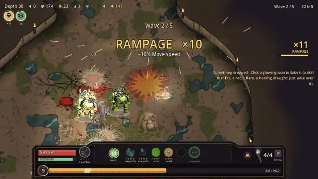 Gameplay: the Huntress on a rampage